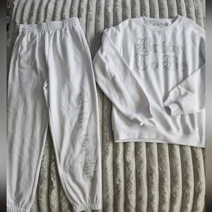 White Bride To Be Sweatshirt and Joggers Set Womens Size Medium
